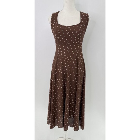 Elizabeth Wayman Dresses & Skirts - Vtg Elizabeth Wayman Brown Ditzy Floral Dress Sz 10 Cottagecore Prairiecore Boho